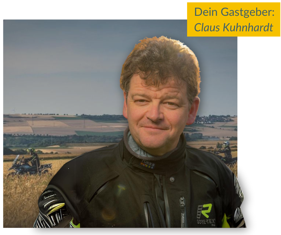 Claus Kuhnhardt als Gastgeber im Motorradhotel Waldhotel Eisenberg